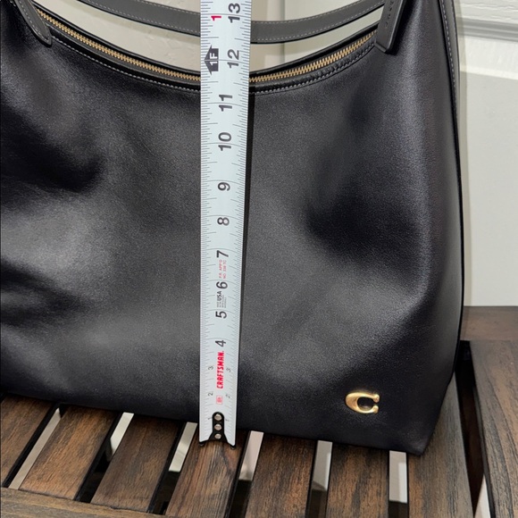 Coach Black Leather Shoulder Bag with Gold Accents - Picture 3 of 10